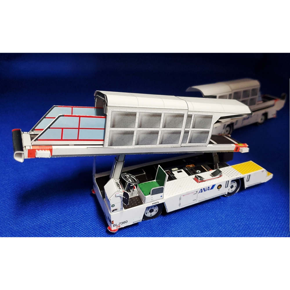 ~小小牛瑪奇朵~ANA日本全日空航空官方發行地面支援設備紙製模型收藏品 客梯車 行李傳輸帶車 機場行李拖車-細節圖7