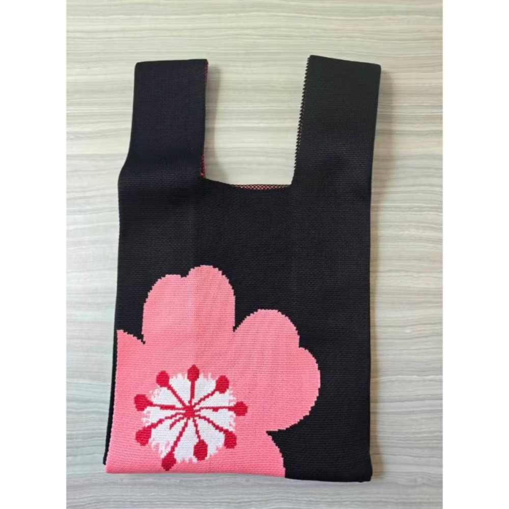 ~小小牛瑪奇朵~CAL中華航空CHINA AIRLINES 華航 梅花 紅梅LOGO 針織手挽袋  馬年福來針織手挽袋-細節圖6