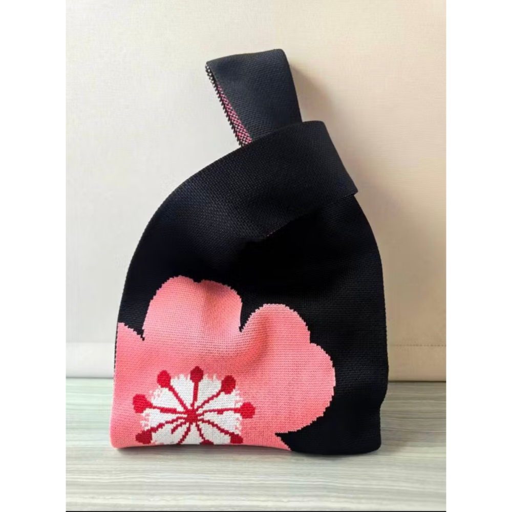 ~小小牛瑪奇朵~CAL中華航空CHINA AIRLINES 華航 梅花 紅梅LOGO 針織手挽袋  馬年福來針織手挽袋-細節圖7