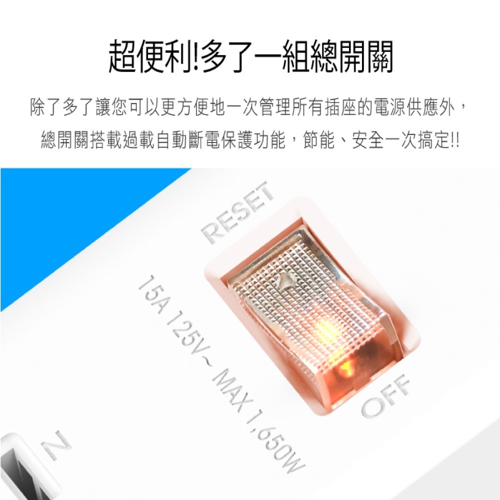 【保護傘】3P延長線 旋轉插頭 5切4座｜1.2M-4.5M (PU-3546)-細節圖3