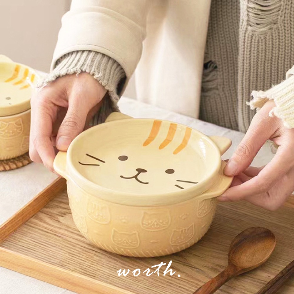 【渥思】日系貓咪泡麵碗 陶瓷碗附蓋-細節圖6