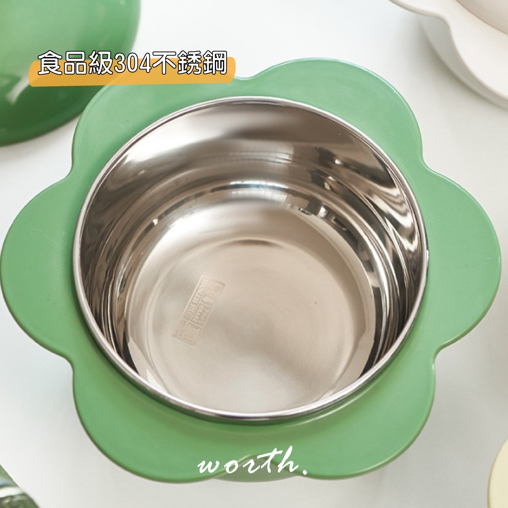 【渥思】韓系花朵泡麵碗 輕盈帶蓋 不銹鋼碗-細節圖4