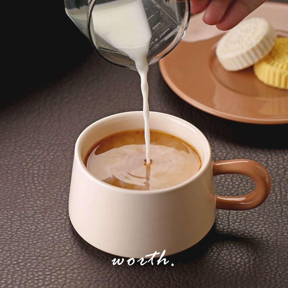 【渥思】復古撞色咖啡杯盤組 陶瓷馬克杯-細節圖5