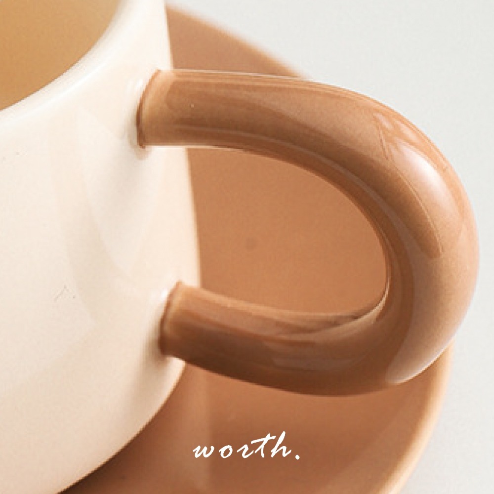 【渥思】復古撞色咖啡杯盤組 陶瓷馬克杯-細節圖8