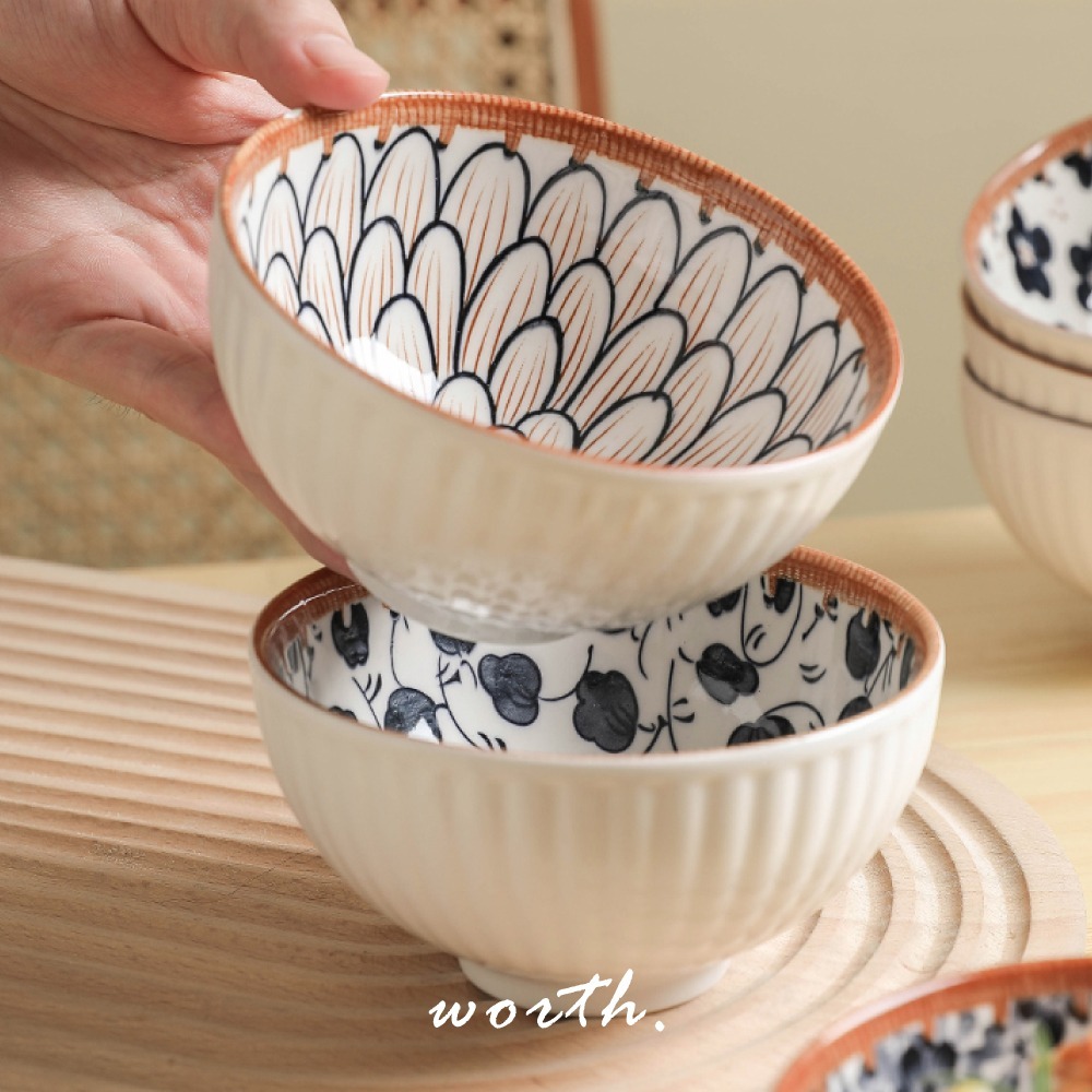 【渥思】和風手繪陶瓷碗 4入套組 餐具禮盒-細節圖7