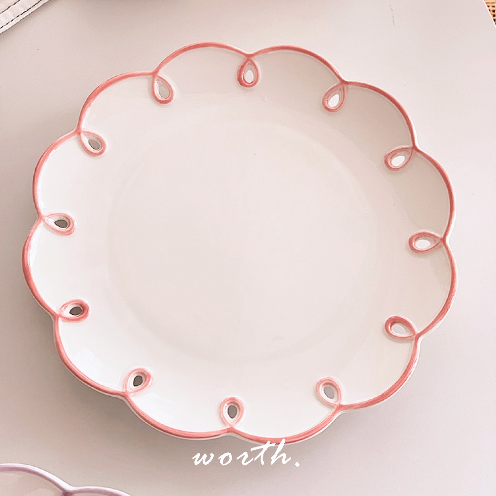 【渥思】韓系復古波浪浮雕盤 甜點盤-細節圖4