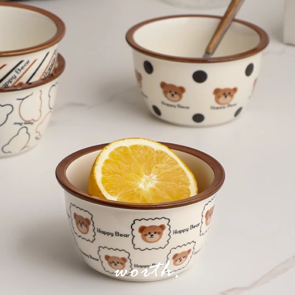 【渥思】韓系可愛小熊陶瓷碗 4入套組 餐具禮盒-細節圖3