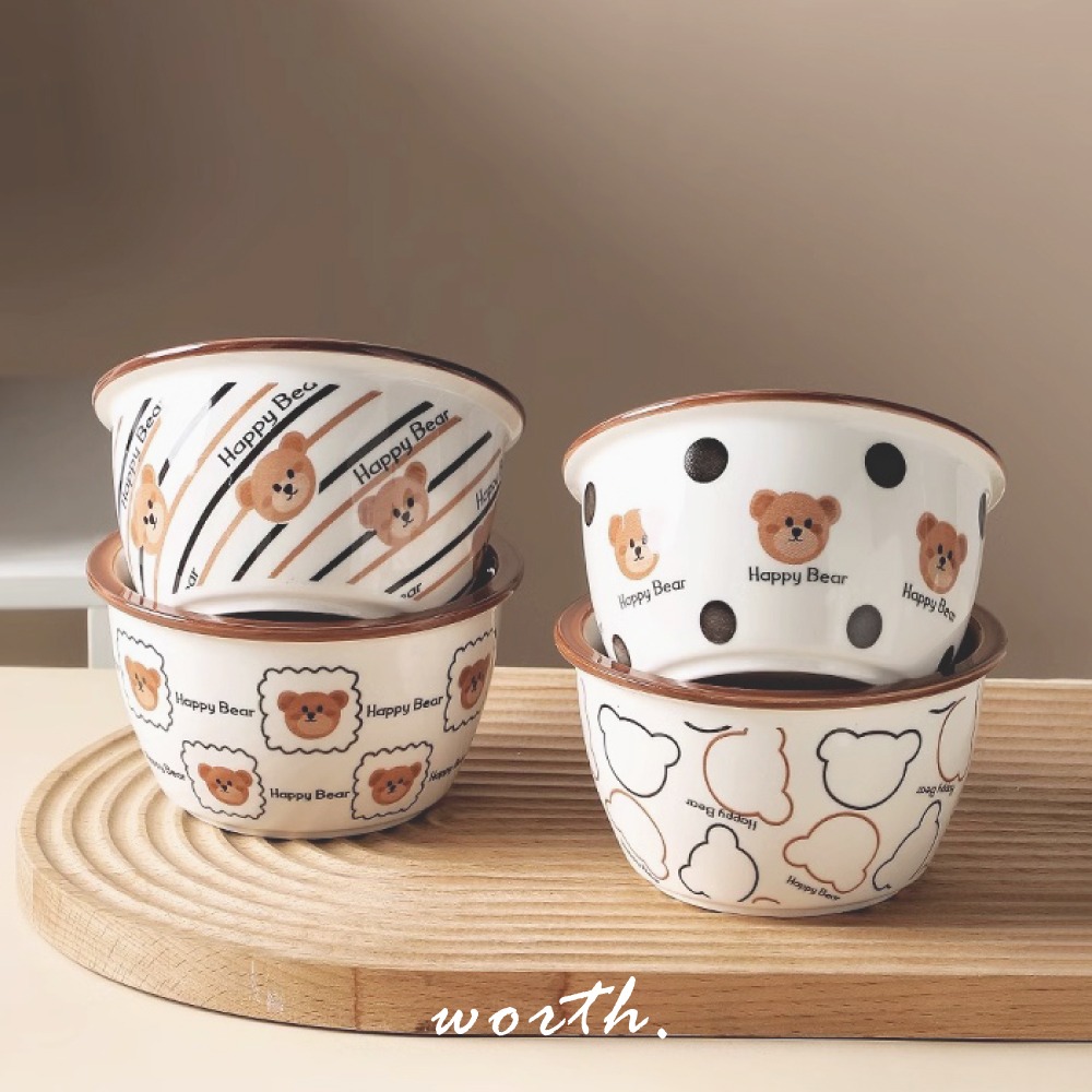 【渥思】韓系可愛小熊陶瓷碗 4入套組 餐具禮盒-細節圖6