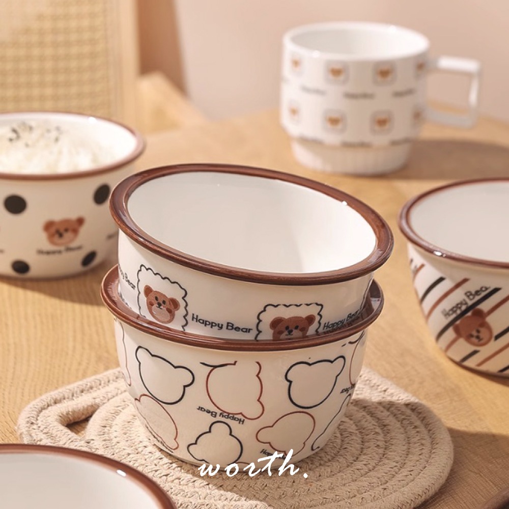 【渥思】韓系可愛小熊陶瓷碗 4入套組 餐具禮盒-細節圖7