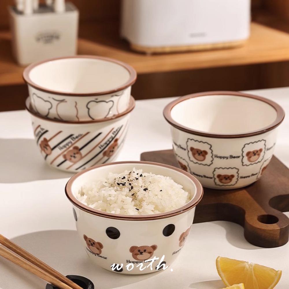 【渥思】韓系可愛小熊陶瓷碗 4入套組 餐具禮盒-細節圖8