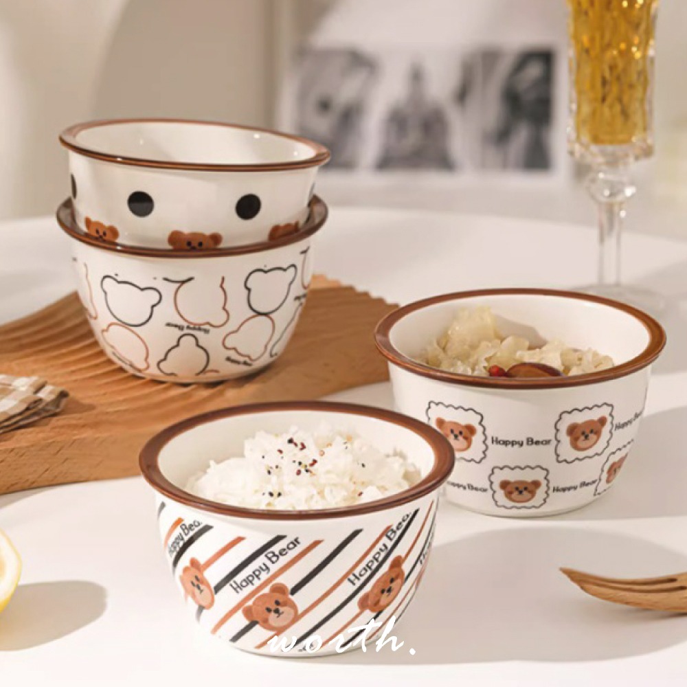 【渥思】韓系可愛小熊陶瓷碗 4入套組 餐具禮盒-細節圖9