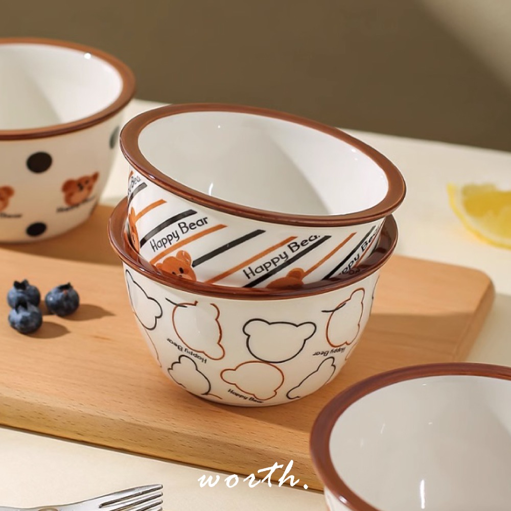 【渥思】韓系可愛小熊陶瓷碗 4入套組 餐具禮盒-細節圖10