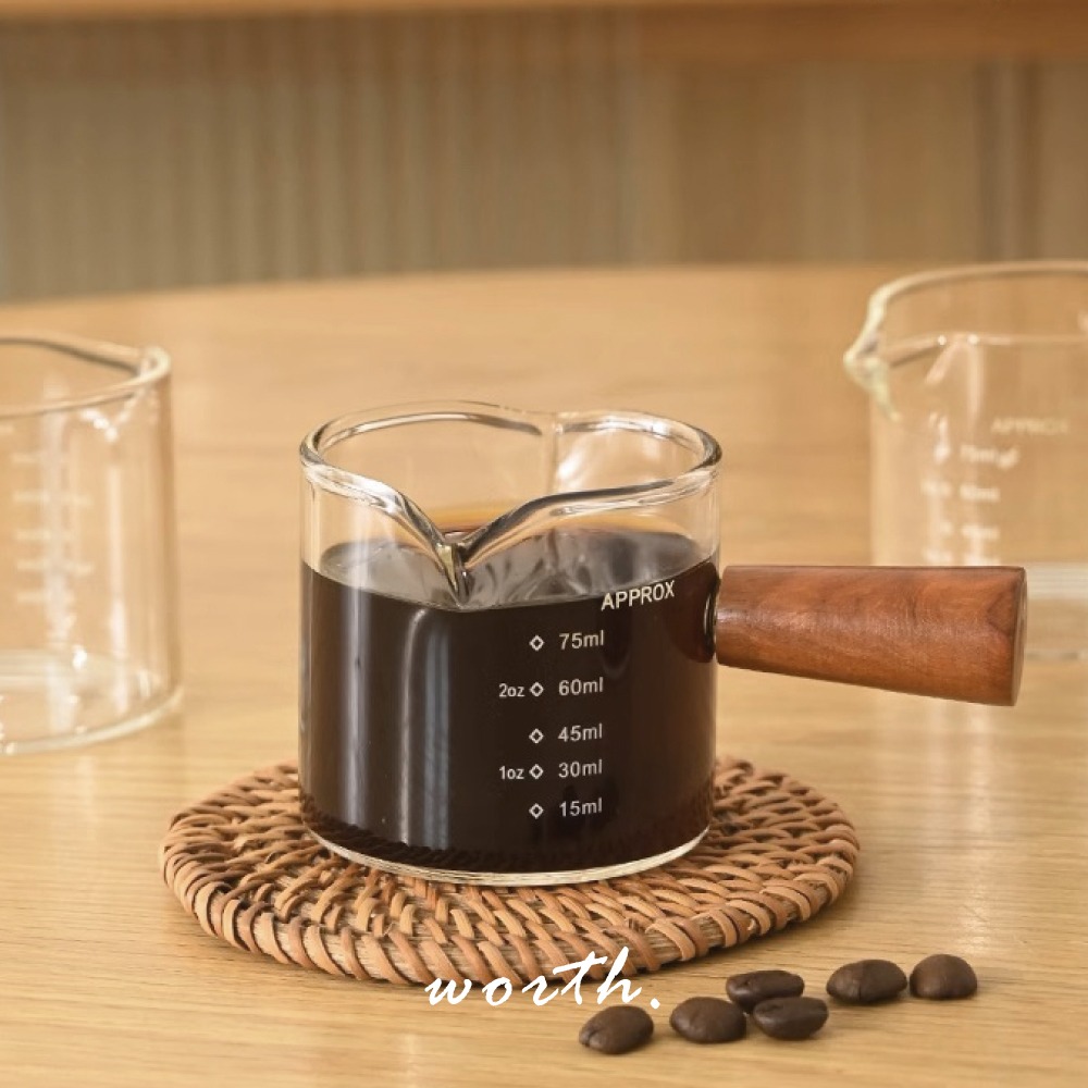 【渥思】玻璃木柄刻度小奶盅 咖啡萃取量杯-細節圖9