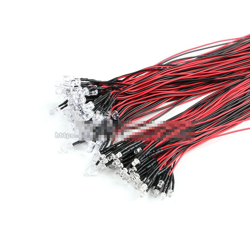 415601→134969 現貨【13:5mm白發紅/帶線20CM（5條）】3MM/5MM發光二極體 LED帶線燈珠模-細節圖2