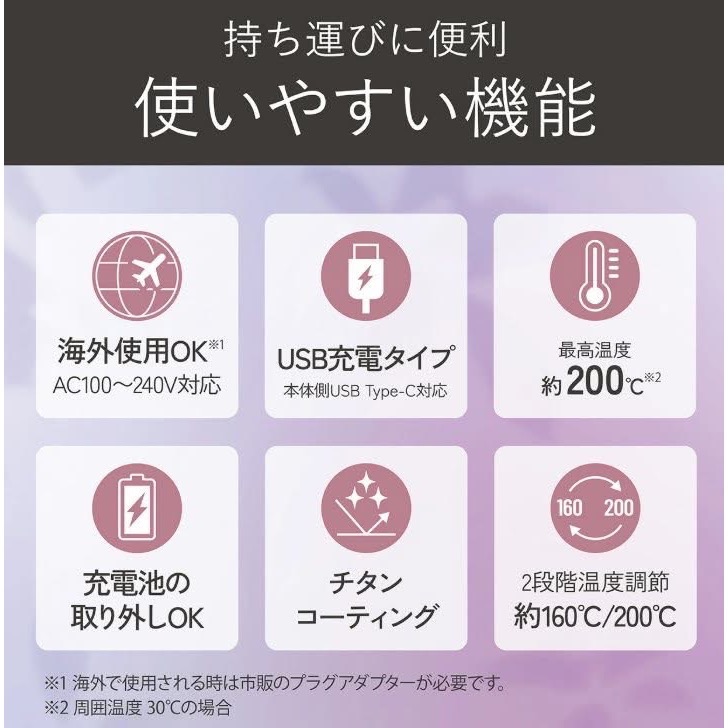 🇯🇵 Pay Me 世界代購 小泉KOIZUMI無線可攜式直髮/捲髮兩用離子夾(鈦金屬塗層)-細節圖5