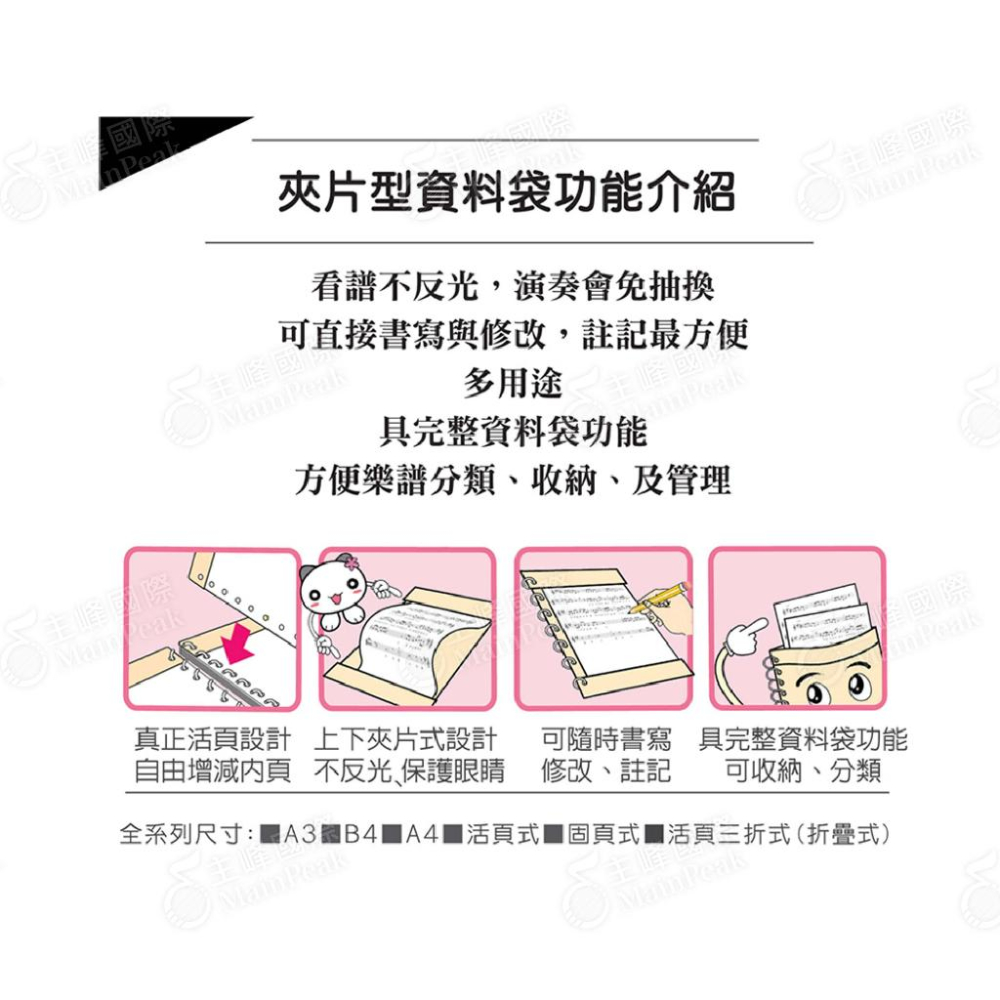 【2入】美麗家 A4 不反光譜夾內頁 四折展開 可展開 活頁樂譜夾 資料夾內頁 樂譜袋 資料夾 可直接書寫 M107-細節圖2