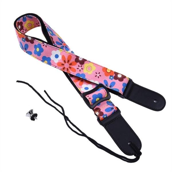 【送綁繩、背帶釘】夏威夷熱帶風情花朵 背帶 吉他背帶 烏克麗麗背帶 貝斯背帶 木吉他/電吉他/烏克麗麗 皆可用 藍色-細節圖8