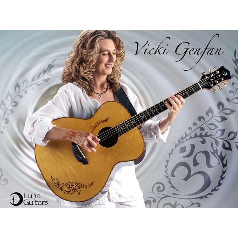 美國 LUNA VG SIG Vicki Genfan 紀念簽名琴 41吋 雲杉單板/玫瑰木 民謠吉他 電木吉他含拾音器-細節圖5
