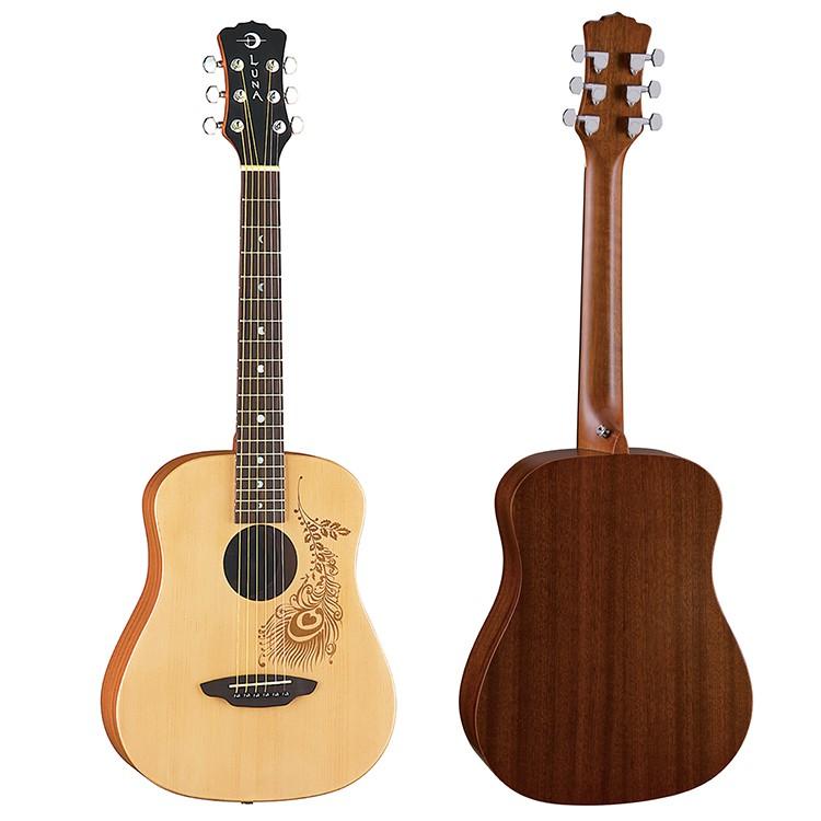 美國 LUNA SAF HEN 印度花 雲杉/桃花心木 36吋旅行吉他 民謠吉他 木吉他 兒童吉他 小吉他-細節圖2