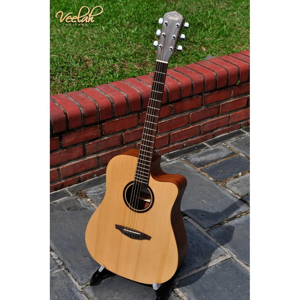 【送十大配件】全新 Veelah V1-OMCE 民謠吉他 雲杉單板 木吉他 缺角 OM桶 含FISHMAN拾音器可插電-細節圖5