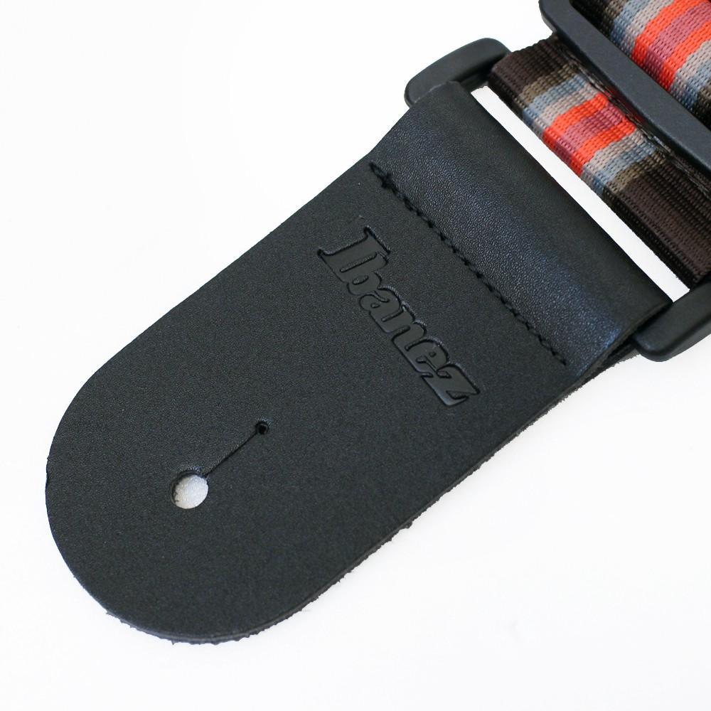 【恩心樂器批發】日本 IBANEZ 原廠吉他背帶 雙頭真皮 咖啡直條紋 GS61D01-BR 木吉他/電吉他/貝斯-細節圖2