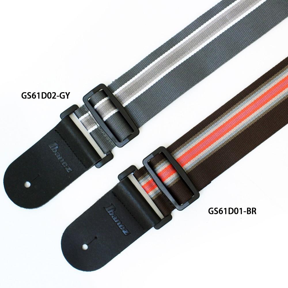 【恩心樂器批發】日本 IBANEZ 原廠吉他背帶 雙頭真皮 咖啡直條紋 GS61D01-BR 木吉他/電吉他/貝斯-細節圖3