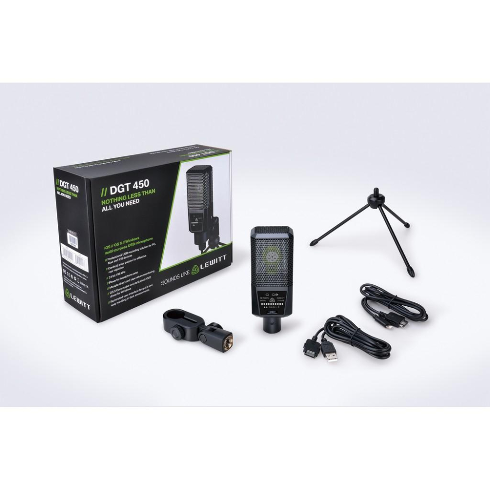 【原廠套組】加送防噴網 Lewitt DGT450 電容式 USB麥克風 電容麥克風 直播 錄音 Podcast 播客-細節圖2