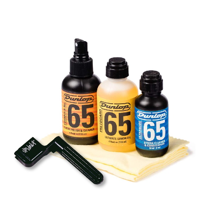 【吉他保養6件組】6504  美國 Dunlop 清潔保養油+弦油+檸檬指板油 +專用拭琴布*2+捲弦器 吉他清潔 保養-細節圖2