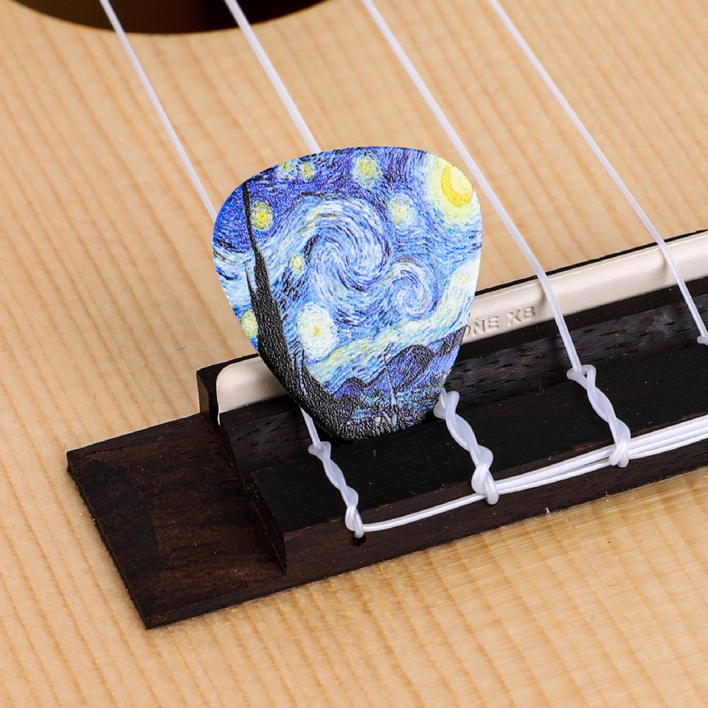 【恩心樂器】吉他彈片 pick 撥片匹克 烏克麗麗彈片 貝斯 古典吉他 梵谷 星夜 星空 印象派 名畫 梵高 星月夜-細節圖3