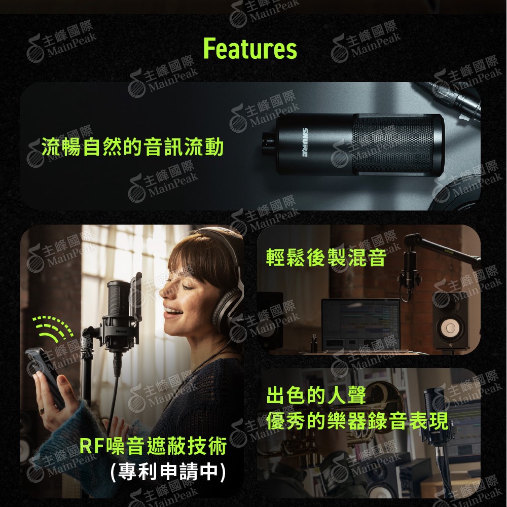 【恩心樂器】保固兩年 SHURE SM4-K-KIT 大振膜電容麥克風 直播錄音 直播 視訊語音 雙振膜 防破音 組合-細節圖2