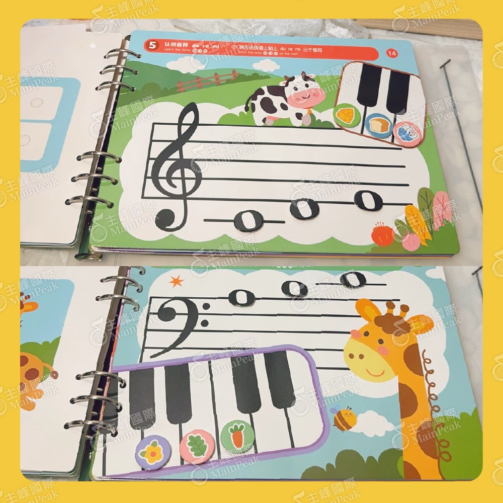 【恩心樂器】《FEEL MUSIC 音樂遊戲貼貼書 第一冊》 雙語教材 益智玩具 音樂啟蒙教具 寶寶手撕書 兒童玩具-細節圖8