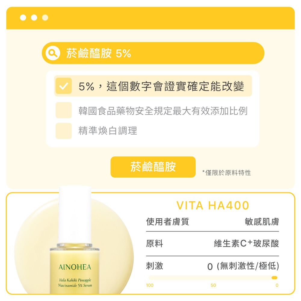 【Jollyard 潔麗雅】AINOHEA 艾若茵 鳳梨菸鹼醯胺5高效美白精華液50ml-細節圖5