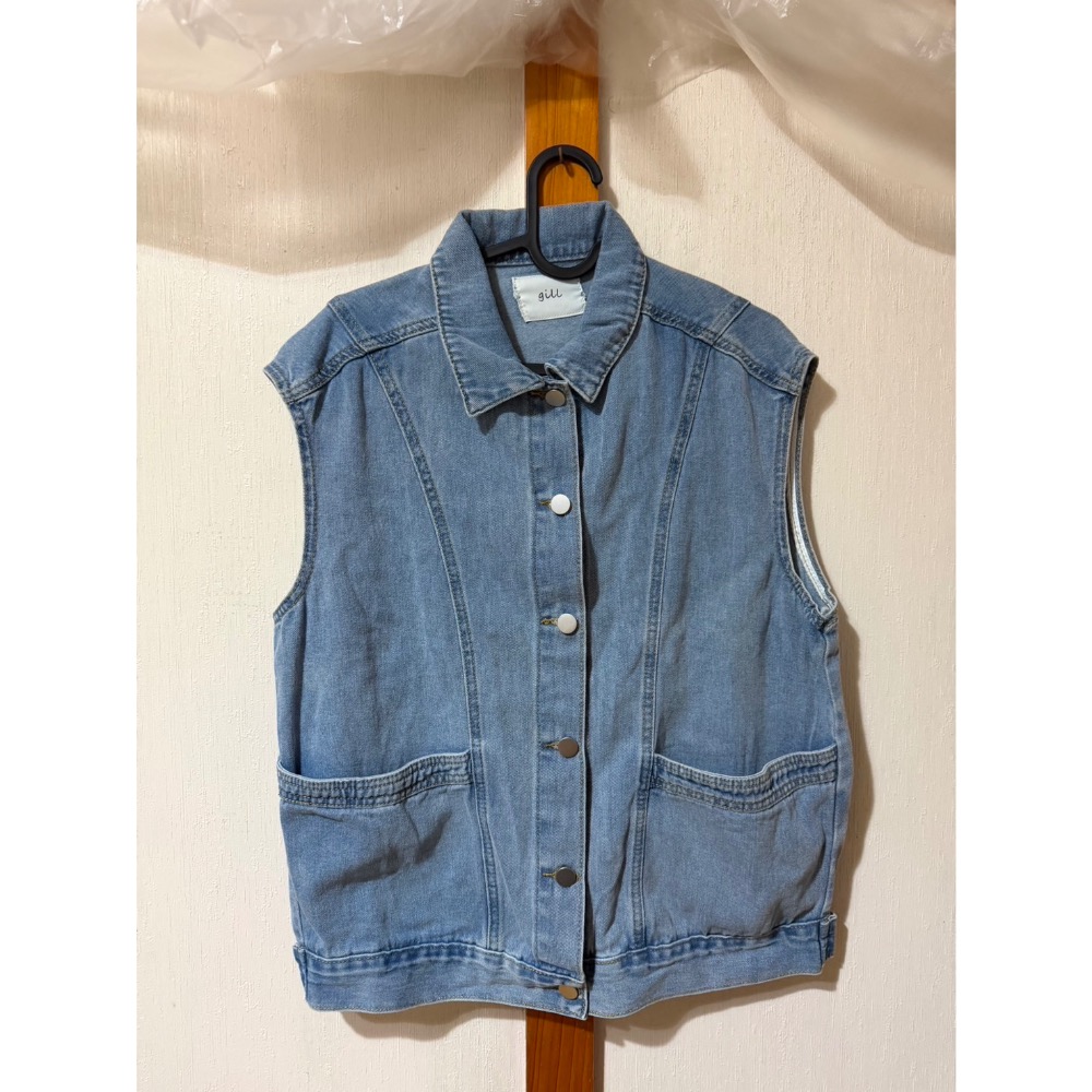 粉上衣+牛仔背心+麂皮背心-細節圖2