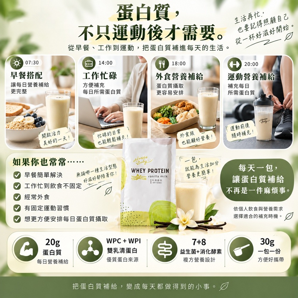 【Hozho Body 好滋好】香草牛奶乳清蛋白(30g/60包)益生菌酵素/20g蛋白質/無咖啡因/SGS檢驗-細節圖8