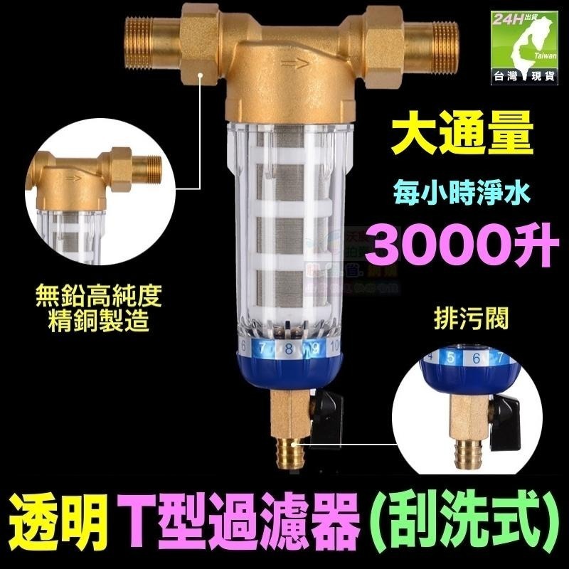 🐬㊣【水博士】全屋淨水 透明T型過濾器(刮洗式) 德國精工品質 40微米 316不鏽鋼濾網 免拆可刮洗-細節圖8