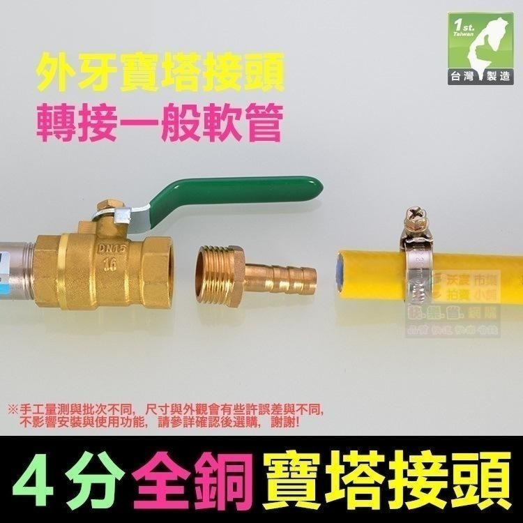 🐬㊣【水博士】304不鏽鋼 全銅 內外牙 寶塔接頭 6~25mm 4分螺紋 直插軟管接頭 軟硬管對接-細節圖6
