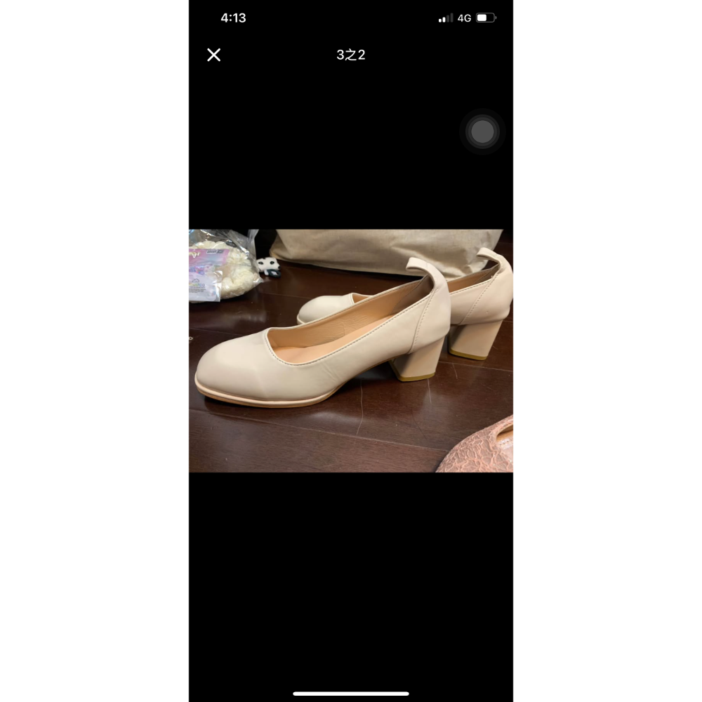 奶白色簡約方頭鞋；裸粉蕾絲婚鞋/伴娘鞋😍-規格圖3