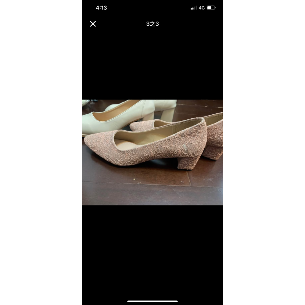 奶白色簡約方頭鞋；裸粉蕾絲婚鞋/伴娘鞋😍-規格圖3