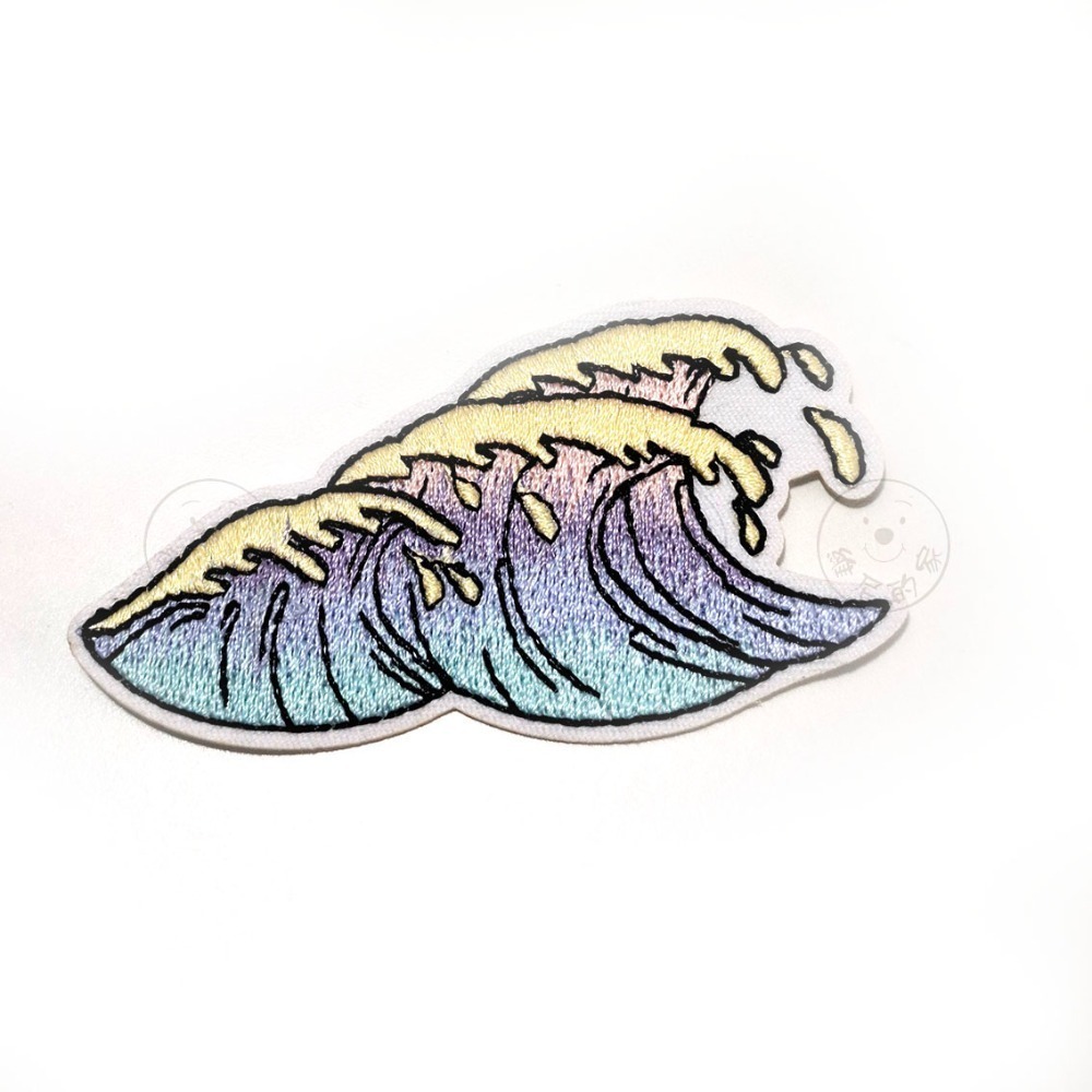 燙布貼 刺繡熨燙 布貼 波浪 海浪 潮水 海洋 浪花 自然風景 補丁 刺繡貼 DIY 裝飾 台灣現貨 維尼的家-規格圖8