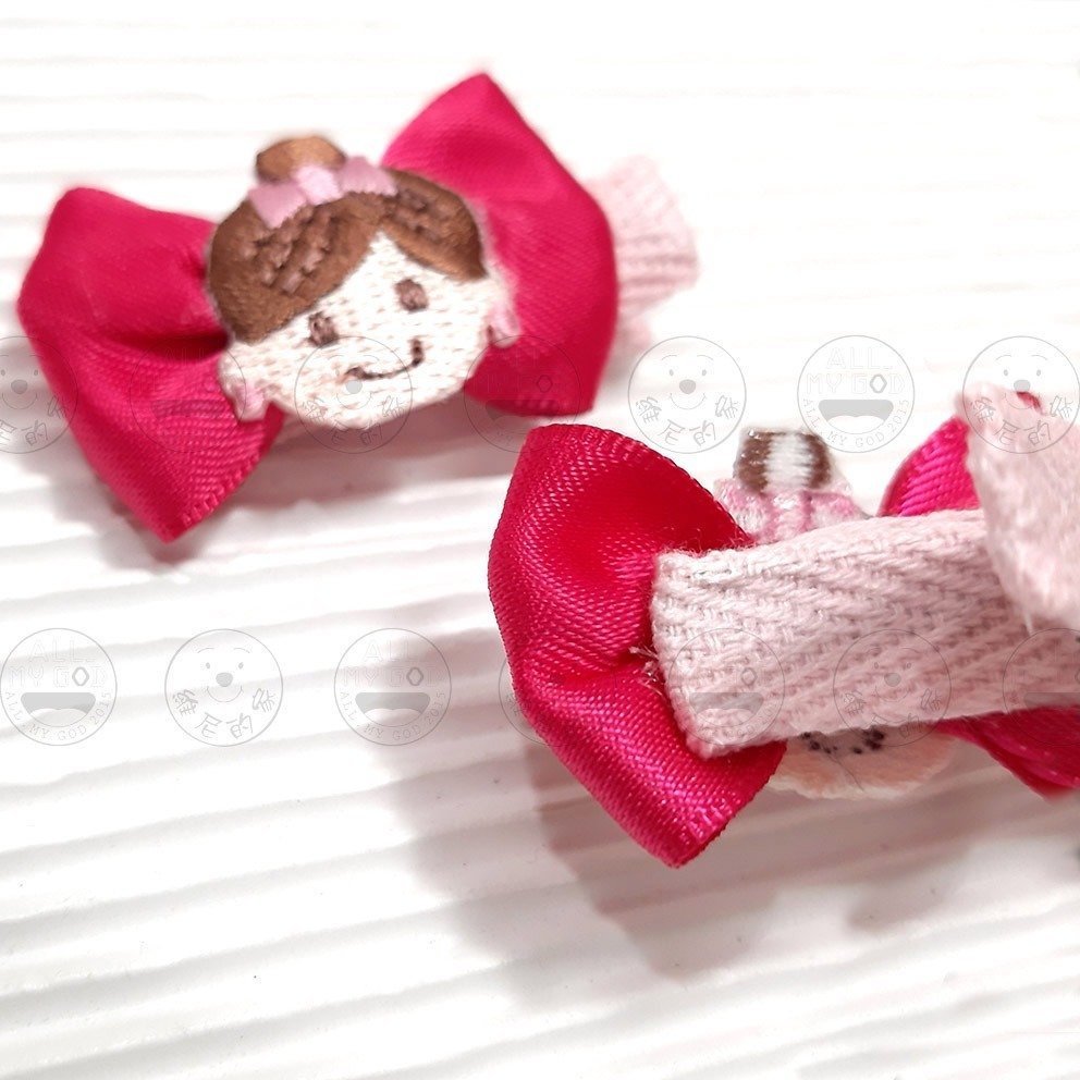 維尼的家 髮夾 刺繡 布貼 可愛 芭蕾舞蹈 女孩 蝴蝶結  2入組 髮飾 瀏海夾 邊夾 現貨-細節圖6