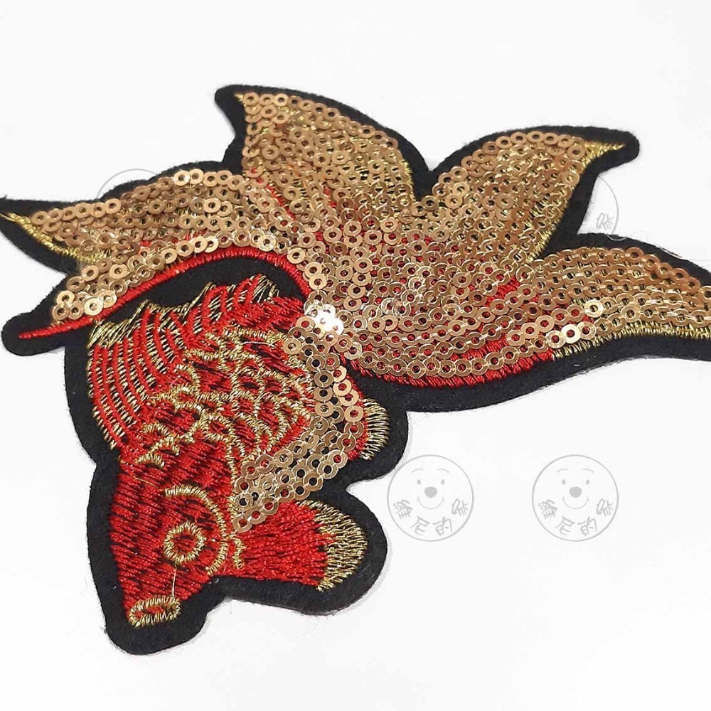 維尼的家 燙布貼 亮片 刺繡 布貼 背膠熨燙 海洋生物 動物 魚 金魚 水中生物 台灣現貨-規格圖7