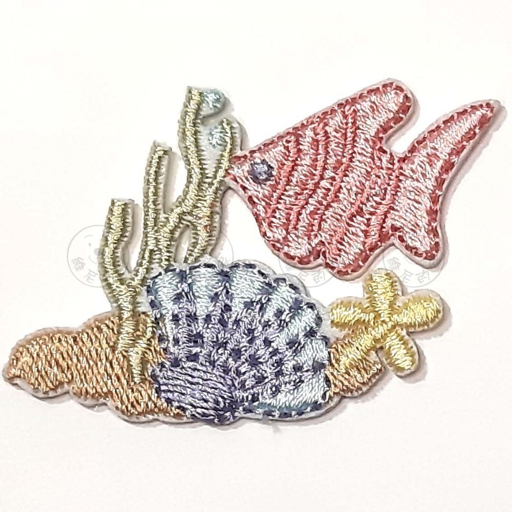 C21粉紅魚+貝殼+海草熨燙款