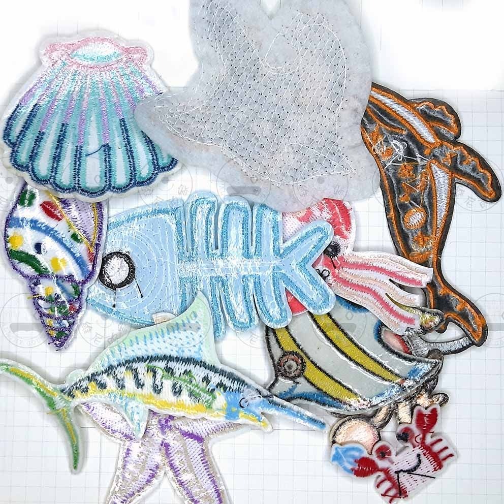 維尼的家 燙布貼 亮片 刺繡布貼 熨燙 手縫 海洋生物 動物 水母 海螺 鯊魚 藍鯨 熱帶魚 螃蟹 海星 扇貝 貝殼-細節圖3