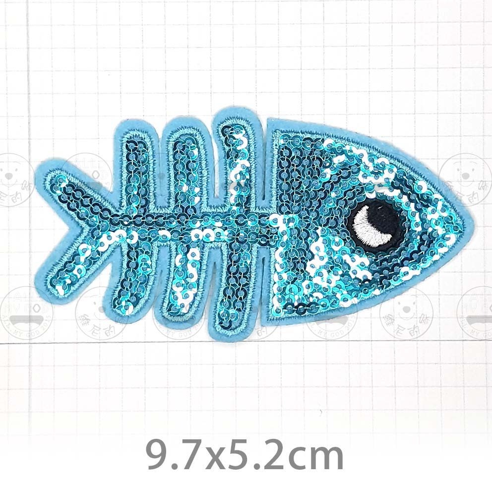 C3亮片藍色魚骨