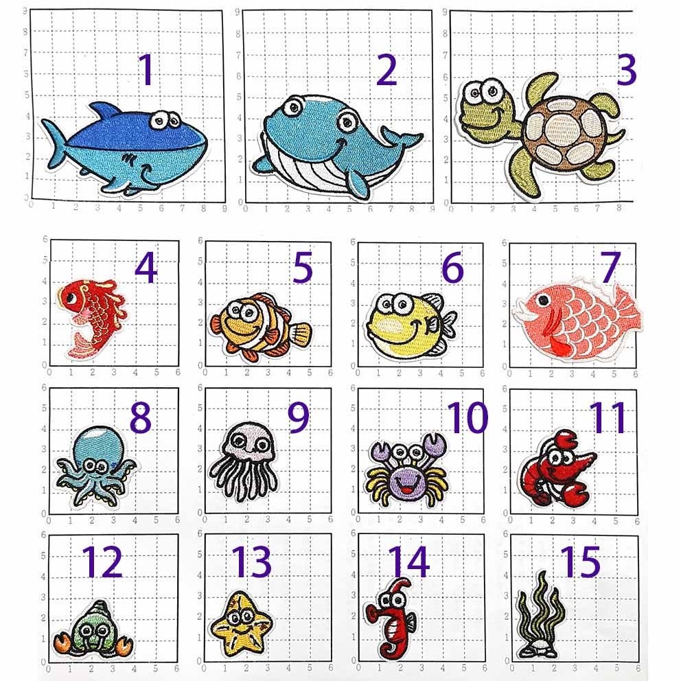 維尼的家 燙布貼 刺繡布貼 海洋生物 動物 魚 鯊魚 鯨魚 烏龜 鯉魚 小丑魚 章魚 水母 螃蟹龍蝦 寄居蟹 海星 海馬-細節圖3