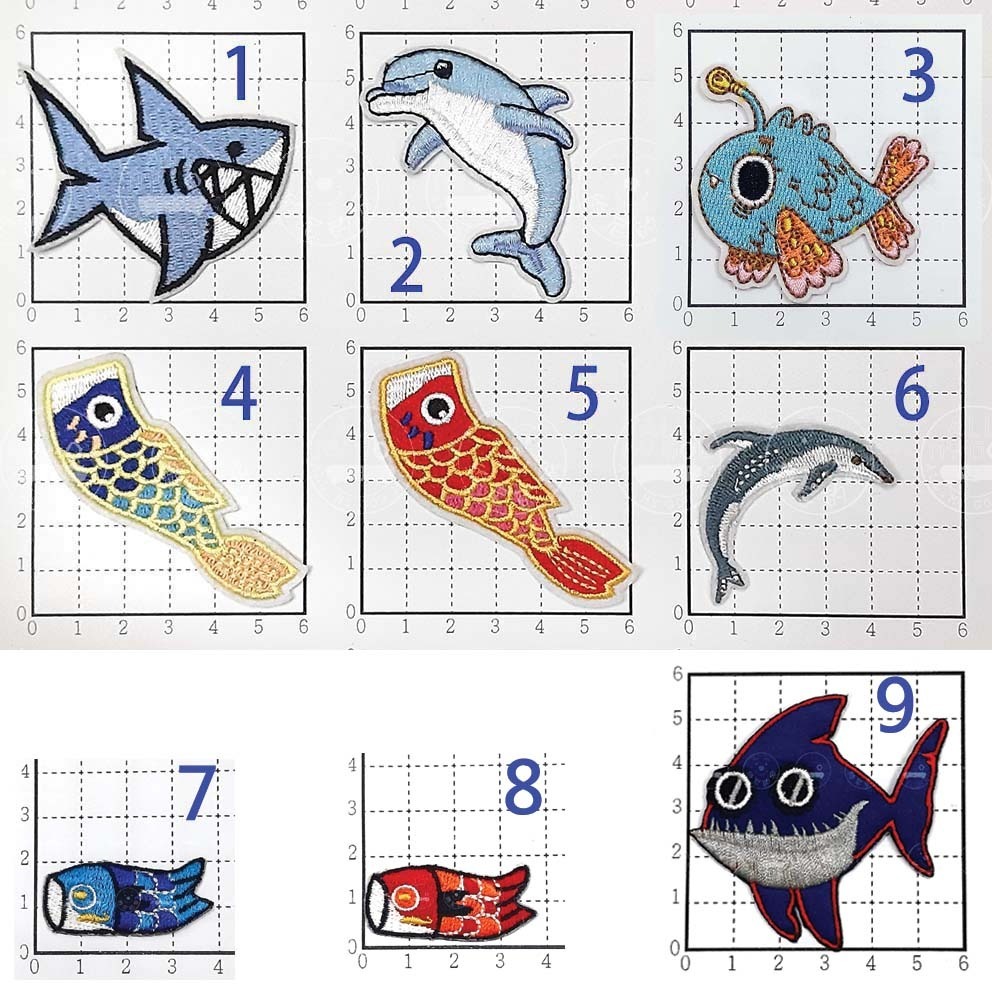 燙布貼 刺繡熨燙 布貼 海洋生物 動物 鯊魚 海豚 燈籠魚 鯉魚旗 貝殼 海馬 熱帶魚 城堡 徽章 補丁 維尼的家-細節圖3