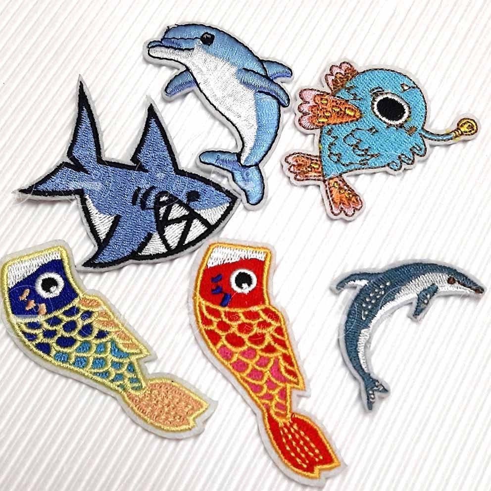 燙布貼 刺繡熨燙 布貼 海洋生物 動物 鯊魚 海豚 燈籠魚 鯉魚旗 貝殼 海馬 熱帶魚 城堡 徽章 補丁 維尼的家-細節圖5