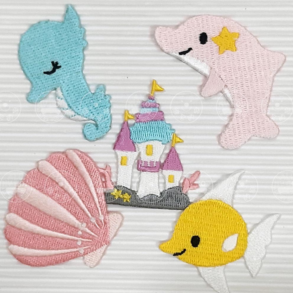 燙布貼 刺繡熨燙 布貼 海洋生物 動物 鯊魚 海豚 燈籠魚 鯉魚旗 貝殼 海馬 熱帶魚 城堡 徽章 補丁 維尼的家-細節圖6