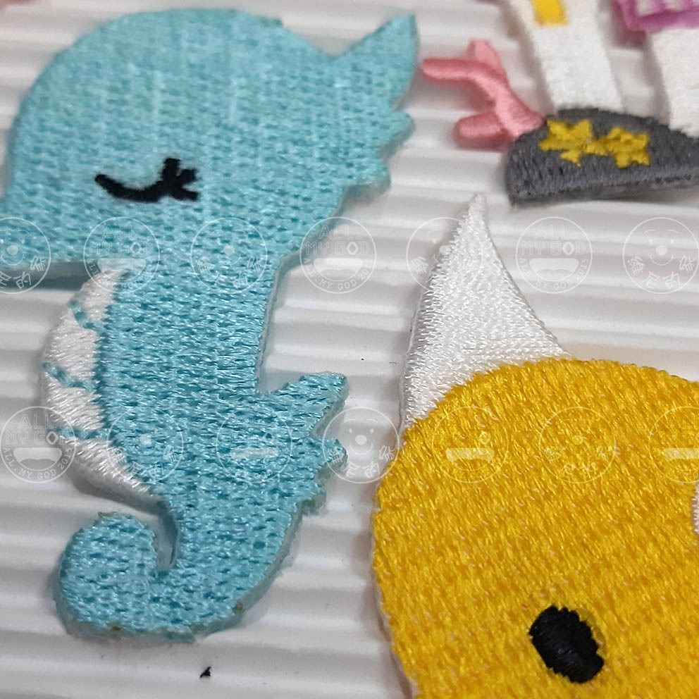 燙布貼 刺繡熨燙 布貼 海洋生物 動物 鯊魚 海豚 燈籠魚 鯉魚旗 貝殼 海馬 熱帶魚 城堡 徽章 補丁 維尼的家-細節圖8