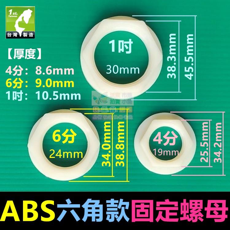 ㊣【水博士】4分 6分 1吋 固定螺母 1/2＂四分內牙 ABS PP 全銅螺帽 PT G螺牙 龍頭固定座 水龍頭配件-細節圖2